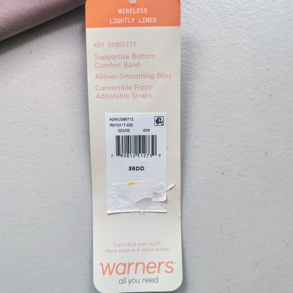 WARNERS All Over Smoothing Bliss Convertible Bra 36DD Mauve Pink - Picture 7 of 9